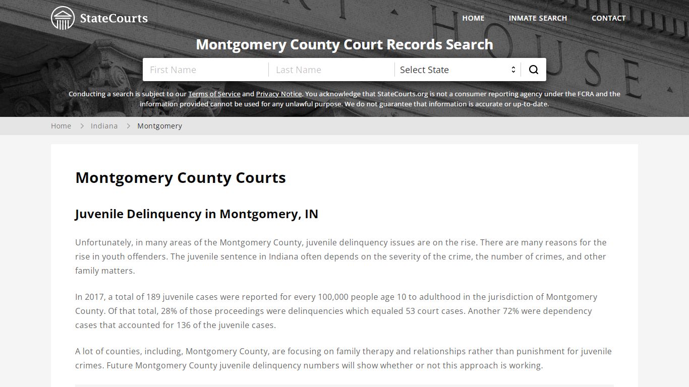 Montgomery County, IN Courts - Records & Cases - StateCourts